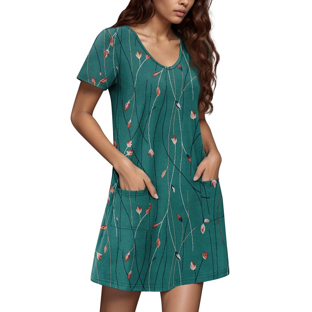 Женский повседневный сарафан с карманами, летнее пляжное платье в стиле бохо, цветочные блузки для женщин, футболки, платья с V-образным вырезом, свободные платья