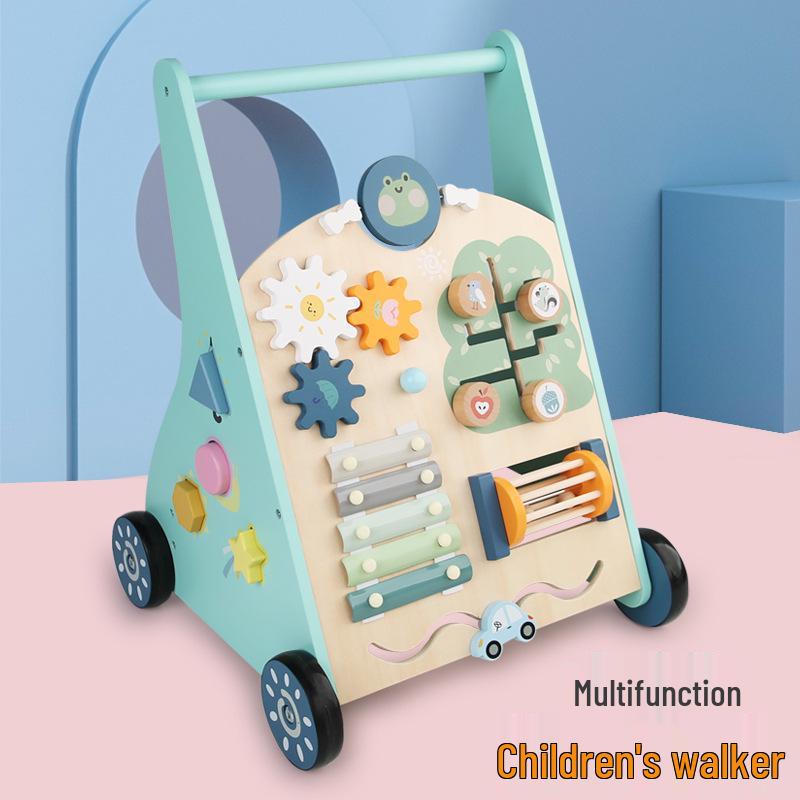 Children's Multifunctional Anti-Rollover Stroller Walker with Educational Toys