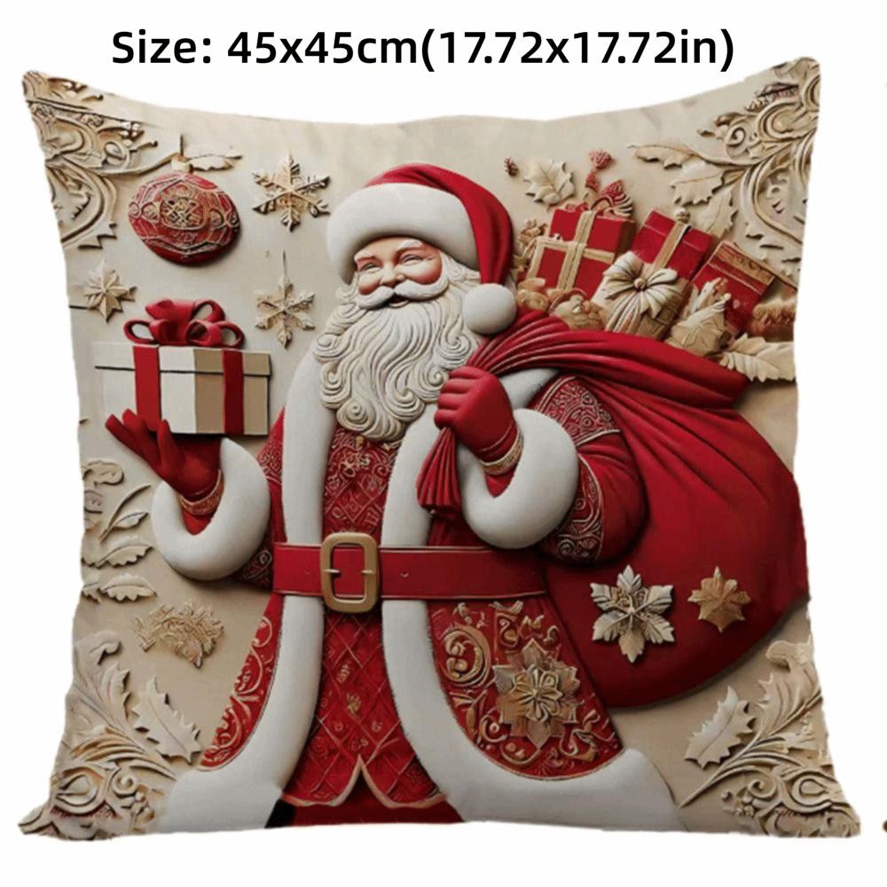 Short Christmas Day Pillowcase Reindeer Santa Claus Throw Pillow Cover Snowman Xmas Tree Decorative Cushion Cover