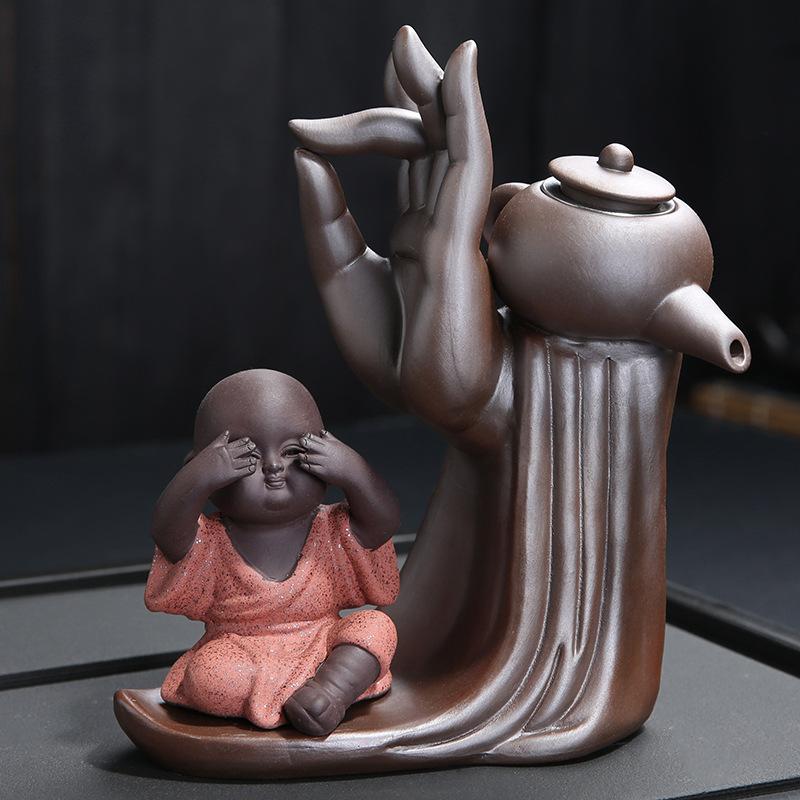 Ebony Tea Ceremony Accessories, Six Gentlemen Set, Purple Clay, Tea Drain Filter, Little Monk Decoration