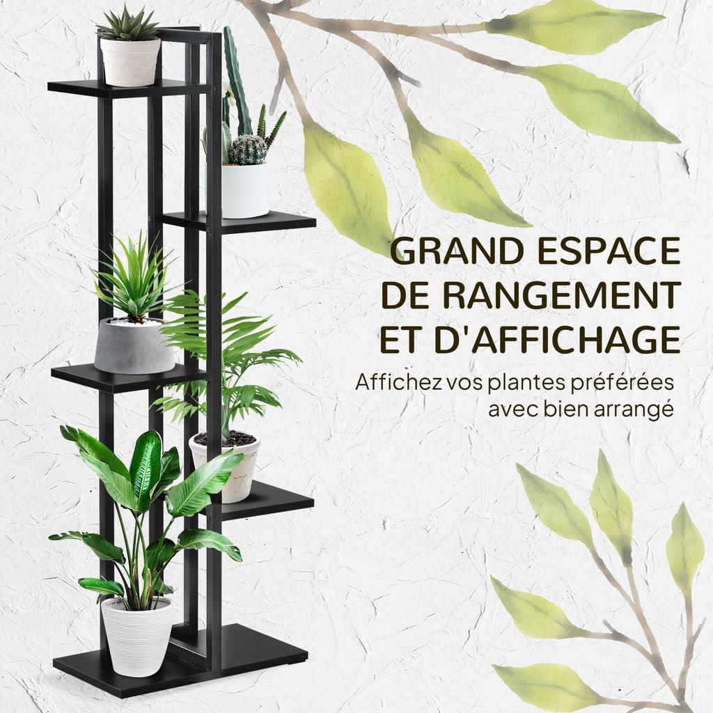 Flower Shelf, 5-Tier Steel, Plant Stand, 40 x 22 x 113 cm, Black