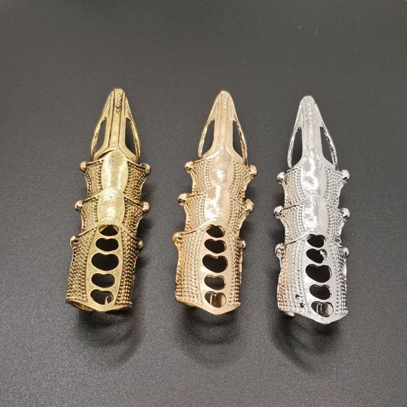 Панк Рок Доспехи с шарнирными сочленениями Костяшки из металла Кольца-когти на весь палец Унисекс Хэллоуин Регулируемое кольцо Аксессуары для вечеринок