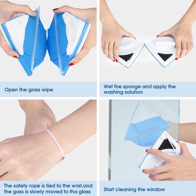 Магнитный очиститель оконного стекла Магнитная щетка для стекла Магнит стеклоочистителя Инструмент для чистки наружных окон Бытовой инструмент для чистки Сменная ткань