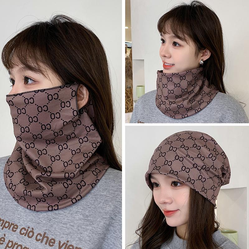 Women's Autumn & Winter Plush Face Mask Neck Protector: Windproof, Warm, and Versatile Scarf Set for Outdoor Cycling