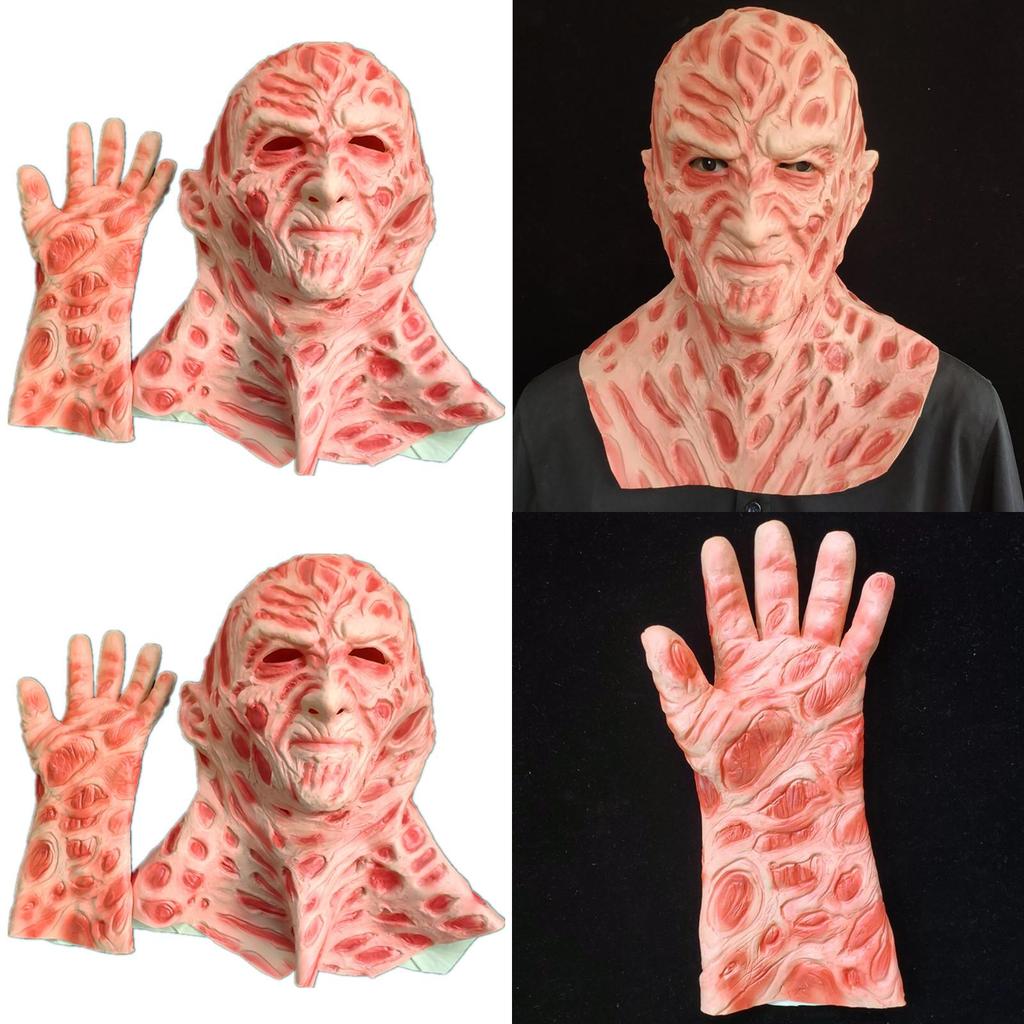 Фредди против Джейсона Набор латексной маски и перчатки Фредди Крюгера для костюмированной вечеринки на Хэллоуин