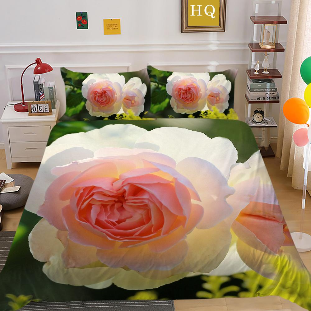 Домашнее постельное белье с 3D цветами и принтом из полиэстера, комплект постельного белья королевского размера, женский высококачественный декор для спальни