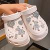 Cute Glitter Bear Charms Shoes Decorations PVC Buckle Clogs Slippers Accessories Kid Girl Gift