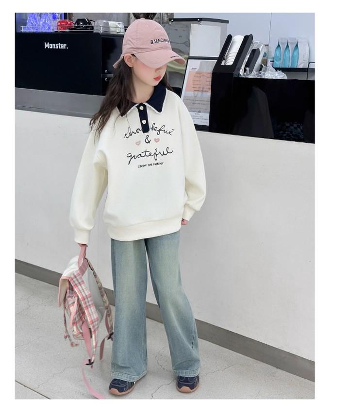 Универсальный стильный свитшот с воротником поло для девочек - Осенняя и весенняя мода