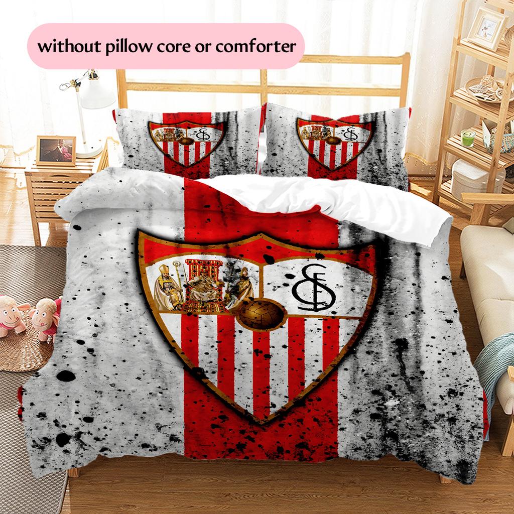 Sevilla FC Pattern Bedding Quilt Set Home Decoration Gift (1 * duvet cover + 2 * pillowcase without core)