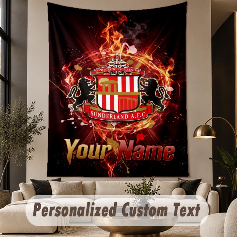 Custom Text Tapestry Sunderland FC Print Wall Tapestry Indoor Living Room Wall Decor
