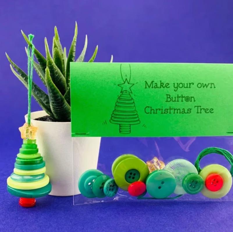 DIY Christmas Button Ornament Craft Kits - Festive Decorative Button Craft Sets for Holiday Hanging Handmade Decoration Supplies