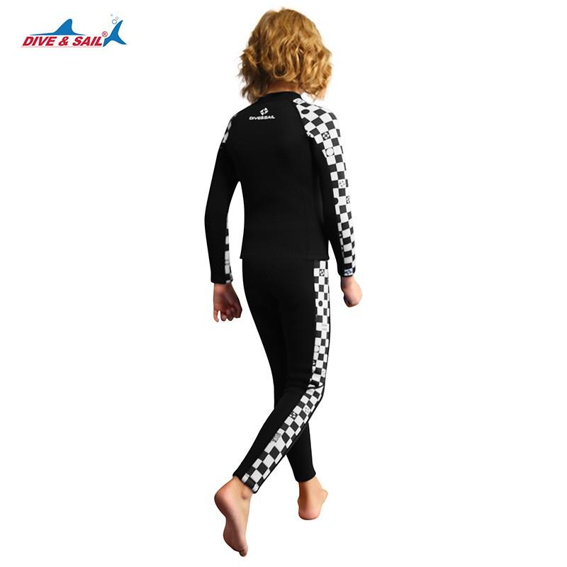 DIVESAIL 2.5mm Kids Wetsuit Set Long Sleeve Pants Thermal Insulated Snorkeling Surfing Diving Swimming