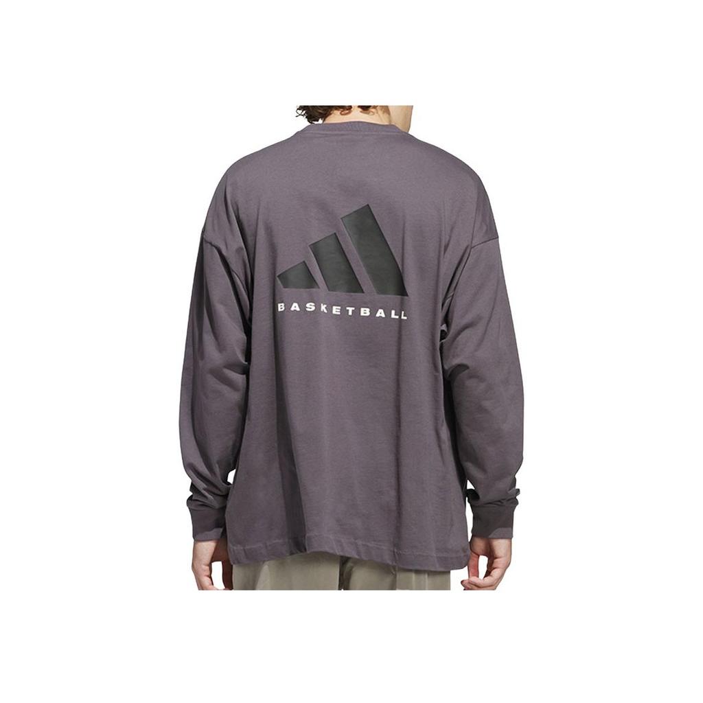 adidas Глава 02 Коллекция 2025 года Bb Ls Tee Круглый вырез с надписью Удобный пуловер с длинным рукавом Футболка унисекс Топы Многослойные-серые JC7835