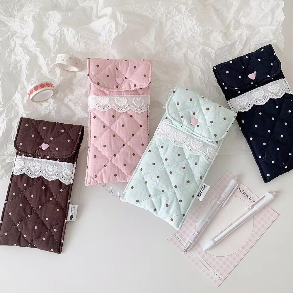 Multi-Purpose Pencil Case Lace Design Stationery Storage Bag Fashion Quilted Glasses Bag Women