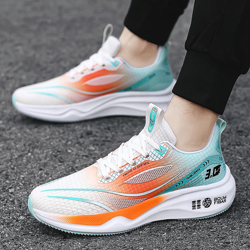 Lightweight Men Low Cut Athletic Shoes Breathable Microfiber Genuine Leather Pu Inner Lace Up Round Toe Daily Walking Athletic Shoes