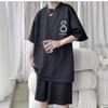 Мужской спортивный костюм, корейская уличная модная футболка, шорты, комплект из двух предметов, мужской топ в стиле ретро, ​​дизайнерская одежда для мужчин