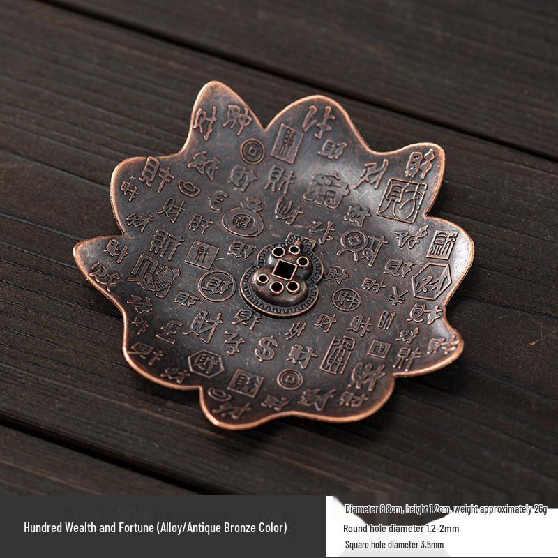 Copper Gourd Multi-functional Incense Holder and Burner with Lotus Design for Sticks and Coils.