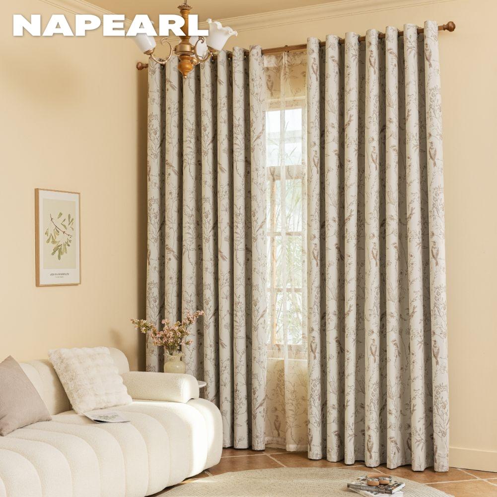 1 шт. NAPEARL Французские Ретро Высококлассные Бежевые Шторы с Принтом Полностью Затемняющие Шторы для Спальни Гостиной Балконного Окна для Домашнего Декора