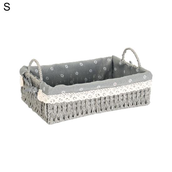 Удобная для переноски тканевая ручная работа, экологически чистая прямоугольная плетеная корзина для фруктов, корзина для хранения