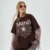 [mardimercredi] Унисекс футболка с цветочным принтом Mardi (Коричневый Светло-розовый)