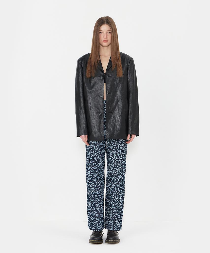 Normor Metal Tab Detail Leather Jacket Black