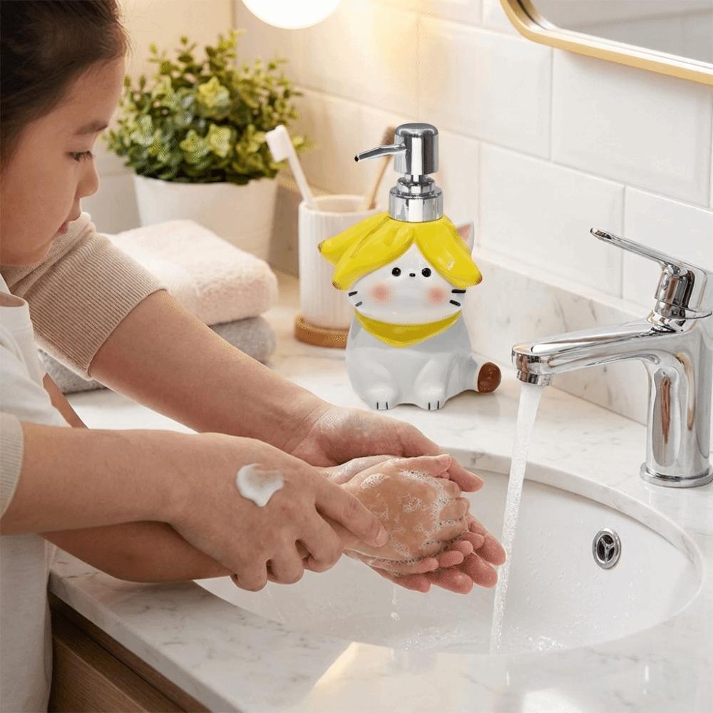 Cartoon Ceramic Soap Dispenser 370ml Cute Hand Soap Dispenser Laundry Room