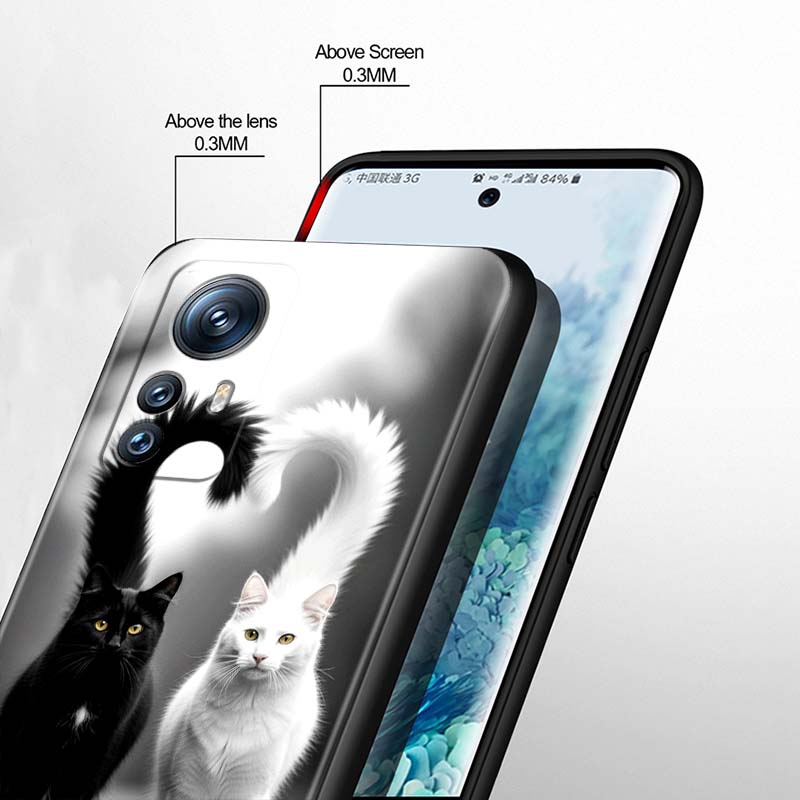 Аниме мультяшный кот иллюстрация Чехол для телефона Для Xiaomi Mi 15 14 13 13T 12 12T 12S 11 11i 11T Pro Ultra Lite 5G Черный Мягкий