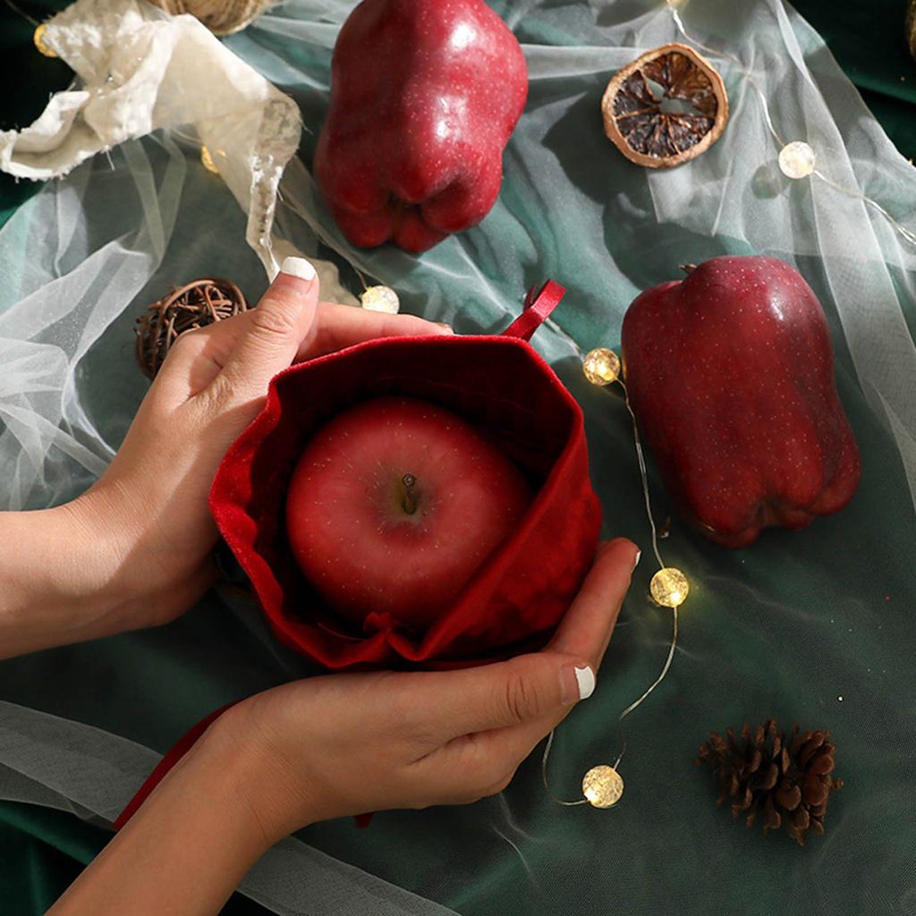 Christmas Decoration Crea-tivity Christmas Eve App-le Box Christmas Fruit Flannel Velvet Bag Bundle Mouth Handbag