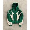 Unisex Long Sleeve Hooded Sweatshirt With Geometric Print Regular Fit Zipper Front Winter Casual Wear
