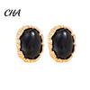 Statement Earrings for Evening Parties 1 Pair Vintage Oval Stud Women, Retro Exquisite Jewelry Holiday Gifting Gemstone Earrings, Gold Frame