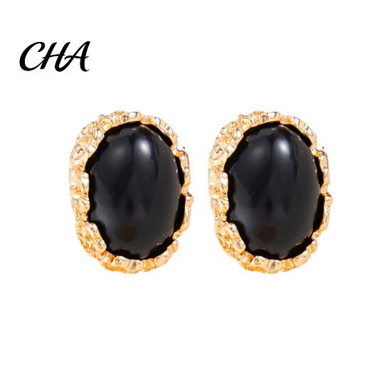 Statement Earrings for Evening Parties 1 Pair Vintage Oval Stud Women, Retro Exquisite Jewelry Holiday Gifting Gemstone Earrings, Gold Frame
