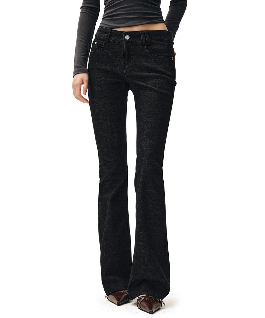 Джинсы с заниженной талией, расклешенные, signature slim, Deketeuumeon Dcwpt006 Черные