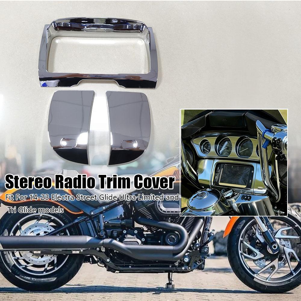 Chrome Stereo Radio Trim Cover Housing Kit For Harley Touring Electra Street Tri Glide Ultra Limited / Classic