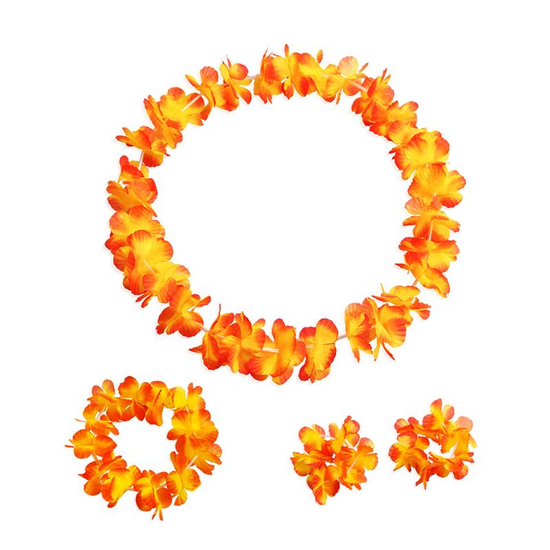 4 шт./набор Гавайские искусственные цветы Леи Ожерелье Гирлянда Повязка на голову Свадьба День рождения Пляж Тропическая вечеринка Украшение