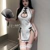 Erotic Underwear, sexy jacquard cheongsam, cut-out and slit, Hot role-playing, passionate uniform pajamas 8556
