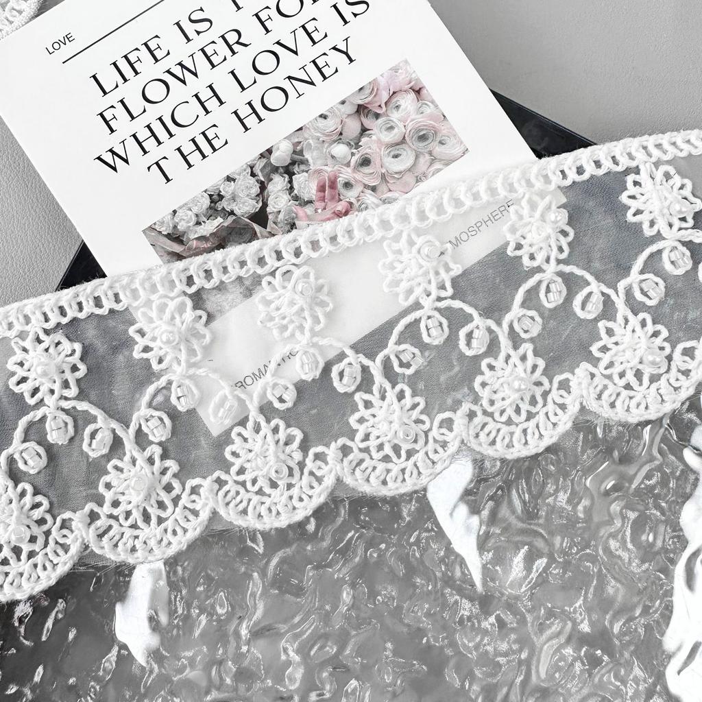 White Handmade Beads Wavy Barcode Clothing Cuffs Skirt Window Accessories Hair Accessories Lace Accessories