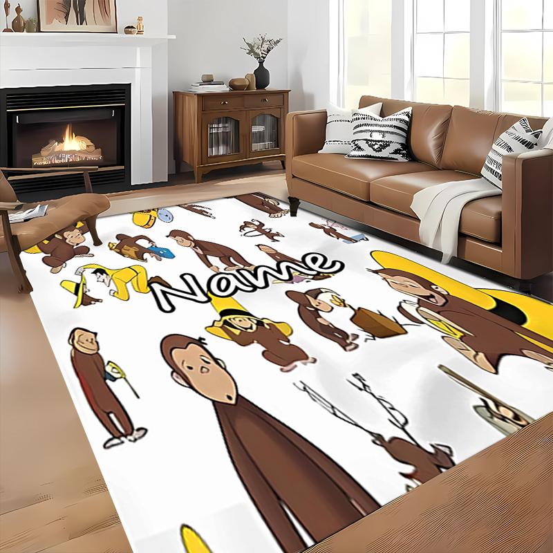 Custom personalization Curious George Area Rug - Perfect For Kitchen, Bathroom,Laundry Room Decor Large Size Available,Gift All Seasons
