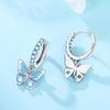 S925 Silver Drop Earrings Fashion Elegant Blue Purple Butterfly Earrings For Women Birthday Gift Silver Jewelry