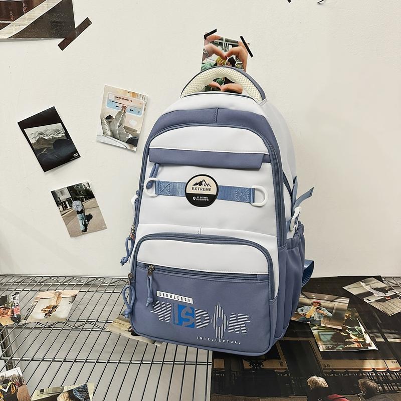 Рюкзак для школьников средней школы с цветными блоками и большой вместимостью для девочек и мальчиков