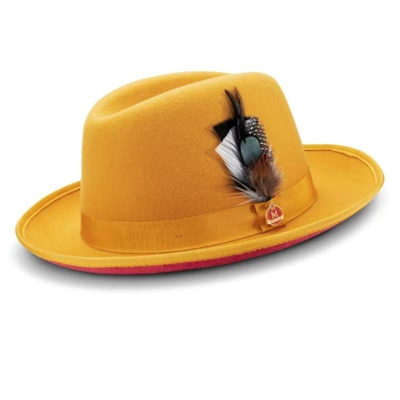 New felt hat, solid color felt hat, webbing decorative pure wool felt hat