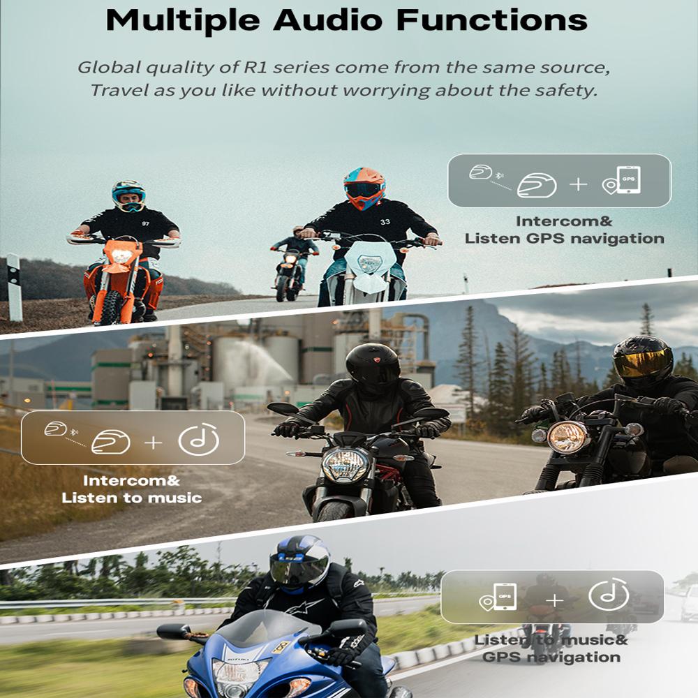 Водонепроницаемая Bluetooth-гарнитура-интерком для шлема, со встроенным Wi-Fi и видеорегистратором 2K для общения во время езды на мотоцикле