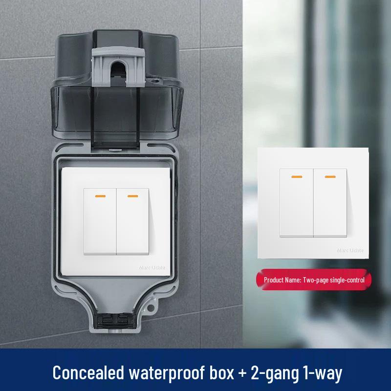 IP66 Waterproof Double-Control Switch with Outdoor Splash-Proof Cover, Wall-Mounted 86 Type Two-Gang/Three-Gang.