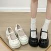 Black French High-heeled Platform Small Leather Shoes Women's 2025 New Summer Skirt Retro Shallow Mouth Mary Jane Single Shoes