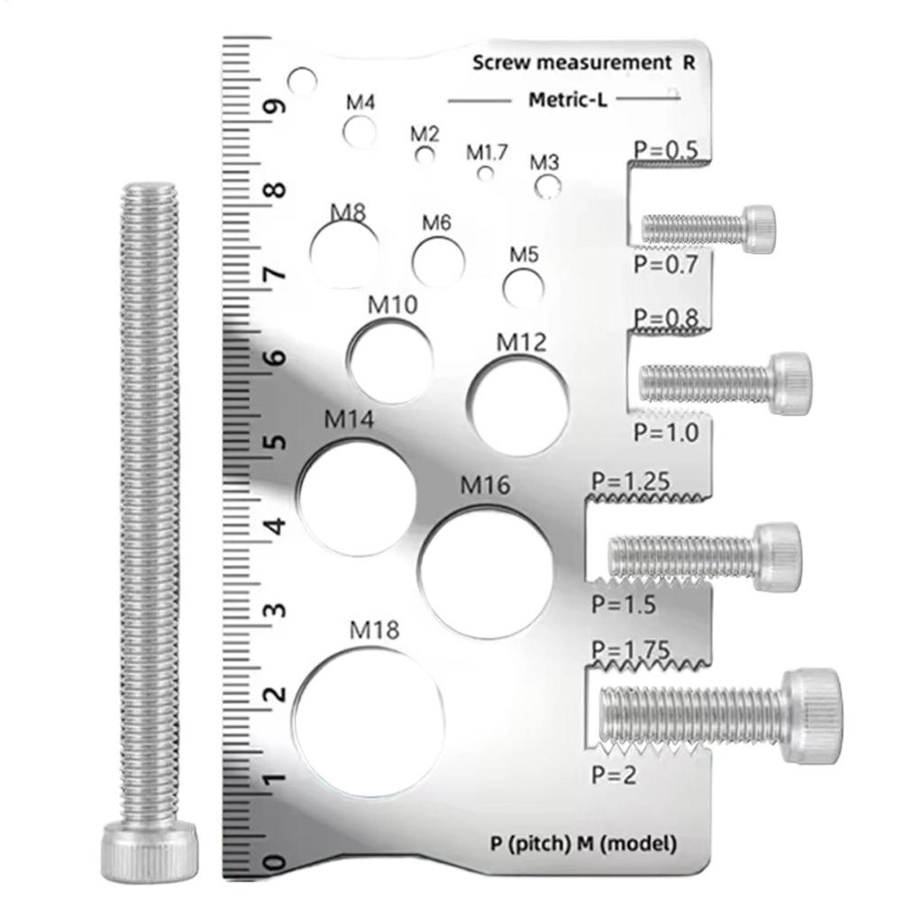 Thread Checker Screw Measurement Ruler Stainless Steel Calipers Metric Gauge Tool For Measuring Screw Pitch Bit Bolt M1.7-M18