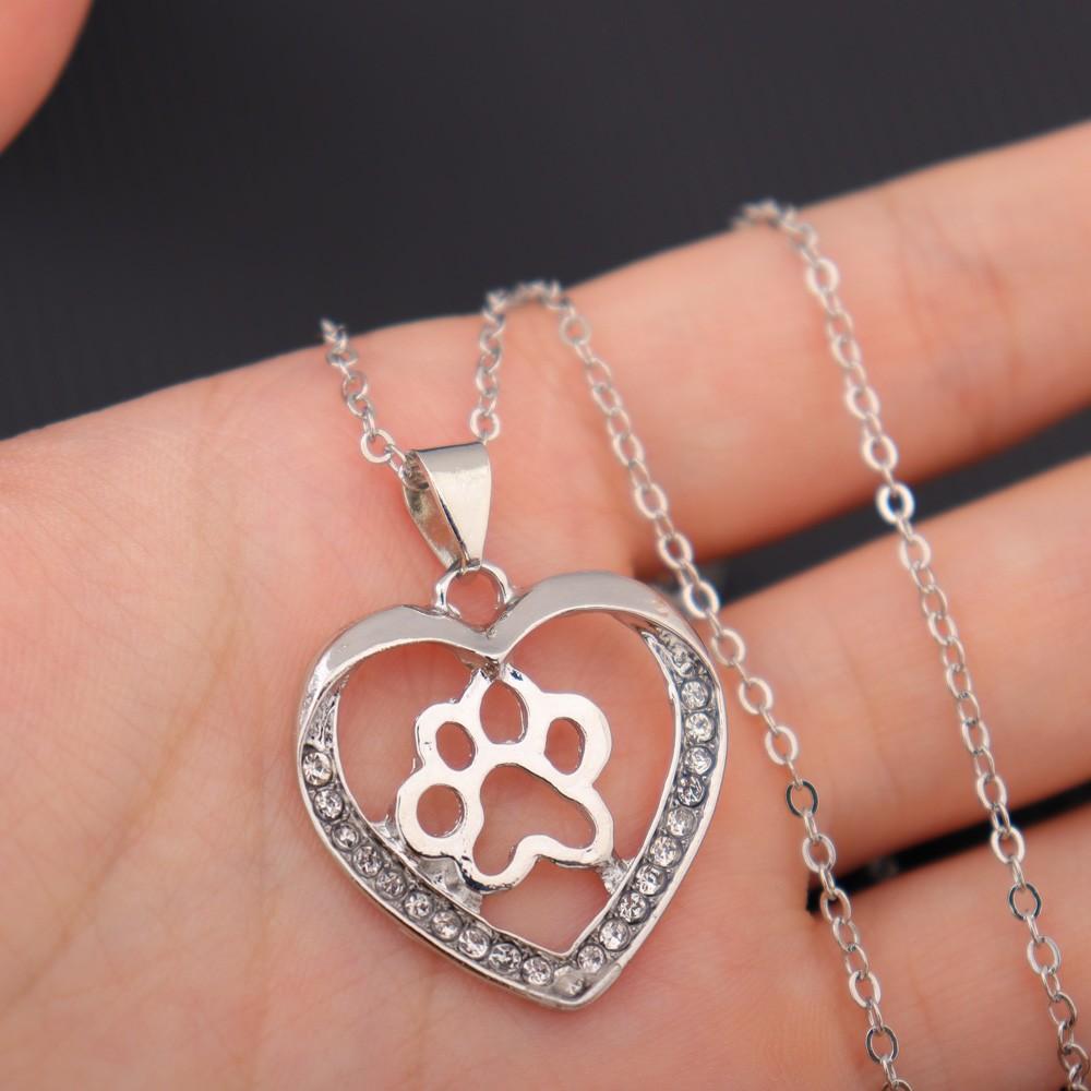 Cute Couple Accessories Creative Cutout Love Dog Claw Pendant Necklace Fashion Diamond Pop Everything Punk Party Holiday Gift Ne