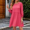 Women's Casual Fashion Sexy Solid Color Loose Three-quarter Sleeve Dress