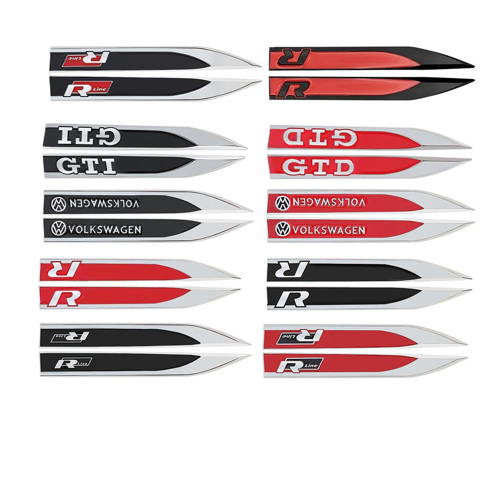 DOG1 2pcs Car Fender Side Wing Auto Emblem Sticker Accessories For Volkswagen VW R-line R GTI Polo Golf MK8 Touareg Passat Magotan CC