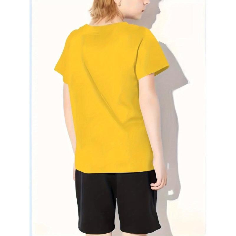 Европейские размеры Детская футболка с графическим принтом "CAPYBARA BRUH" - Футболка с дизайном капибары, Мягкая дышащая ткань для повседневной носки