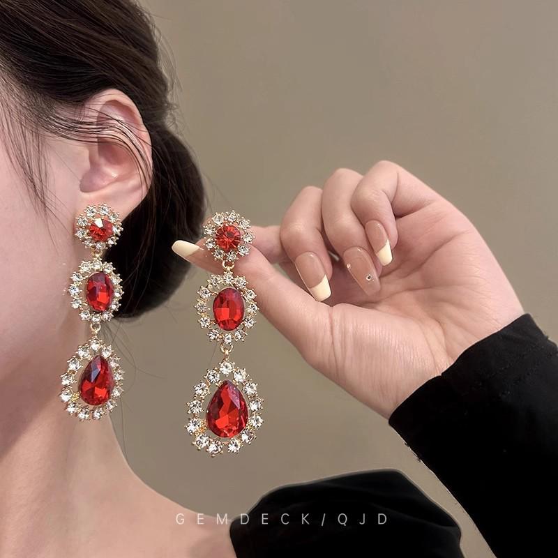 Роскошные европейские и американские серьги-пусеты с бриллиантовой кисточкой для вечеров и вечеринок