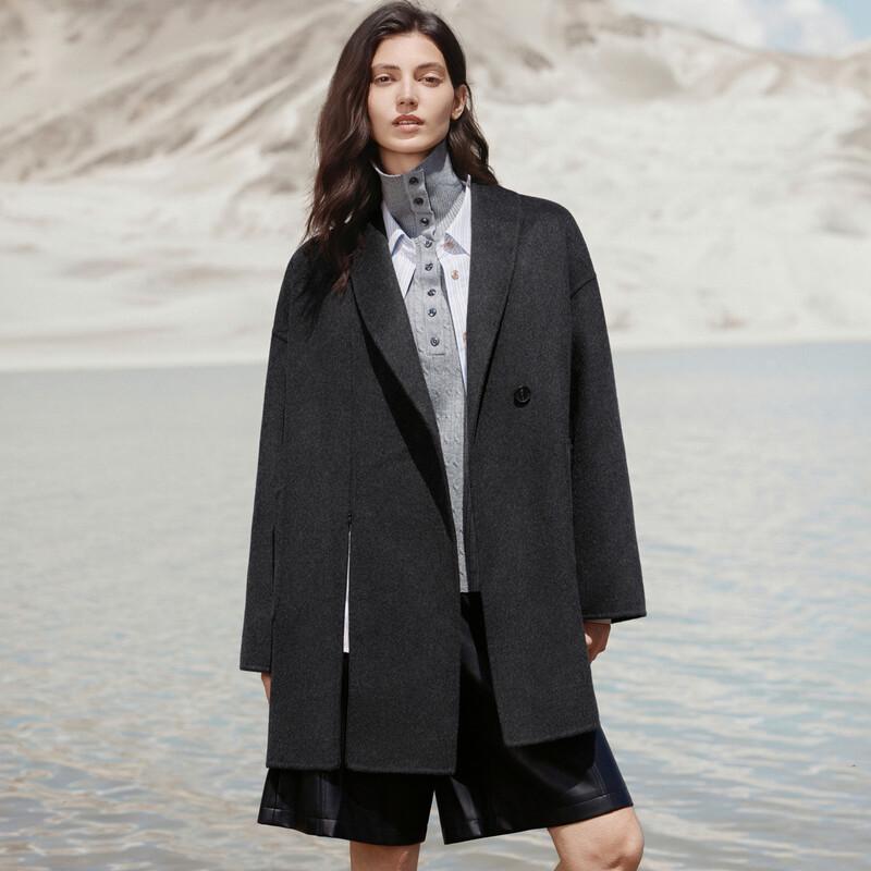 ELLE Женское двустороннее короткое пальто из смесовой шерсти в французском стиле